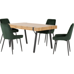 Seconique Treviso 4 Seater Dining Set Light Oak and Emerald Green - Brown - Wilko - thumbnail 3