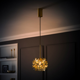 ValueLights Reine Clear Glass Shade Brushed Gold LED Ceiling Pendant Light - Size: 215 x 21 x 21cm - Wilko - thumbnail 6