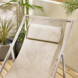 Furniturebox Cannes Set of 2 Cream Metal And Textilene Deck Chair - Wilko - thumbnail 3