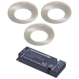 Sorrelis Ember Super Slim Surface Mounted Cool White 3 Light Kit - Size: 0.7 x 7.4 x 7.4cm - Silver - Wilko