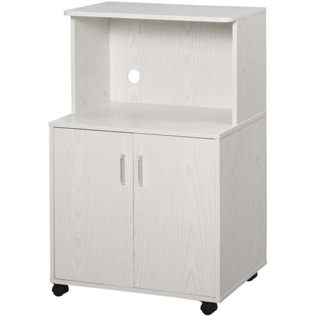 Portland 2 Door Single Shelf White Microwave Stand - Size: 60.4 x 40.3 x 97cm - Wilko - image 1