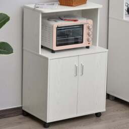 Portland 2 Door Single Shelf White Microwave Stand - Size: 60.4 x 40.3 x 97cm - Wilko - thumbnail 3