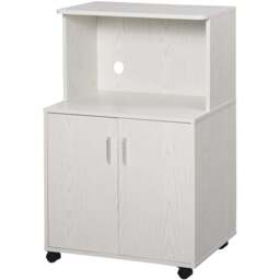 Portland 2 Door Single Shelf White Microwave Stand - Size: 60.4 x 40.3 x 97cm - Wilko - thumbnail 1
