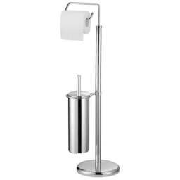 Premier Housewares Chrome Toilet Brush and Roll Holder - Size: 30 x 19 x 75cm - Silver - Wilko