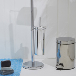 Premier Housewares Chrome Toilet Brush and Roll Holder - Size: 30 x 19 x 75cm - Silver - Wilko - thumbnail 4
