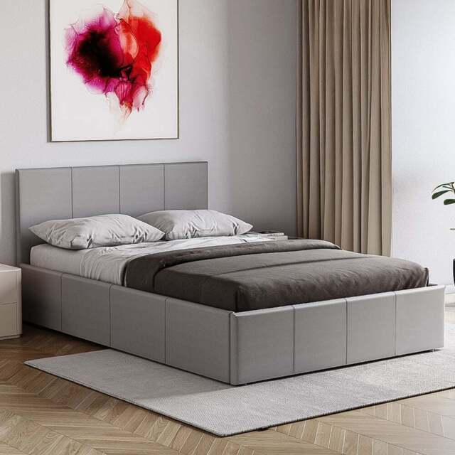 VIDA DESIGNS Lisbon Small Double Grey Ottoman Faux Leather Bed Frame - Wilko - image 1