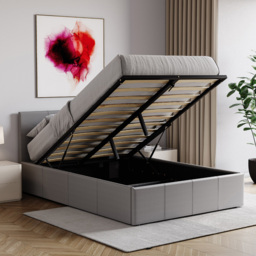 VIDA DESIGNS Lisbon Small Double Grey Ottoman Faux Leather Bed Frame - Wilko - thumbnail 5