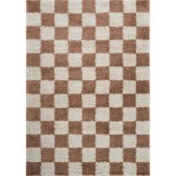 Desire Rugs Chester Terracotta Shaggy Checkered Rug 120 x 170cm - Size: 170 x 120 x 3cm - Orange - Wilko - thumbnail 1