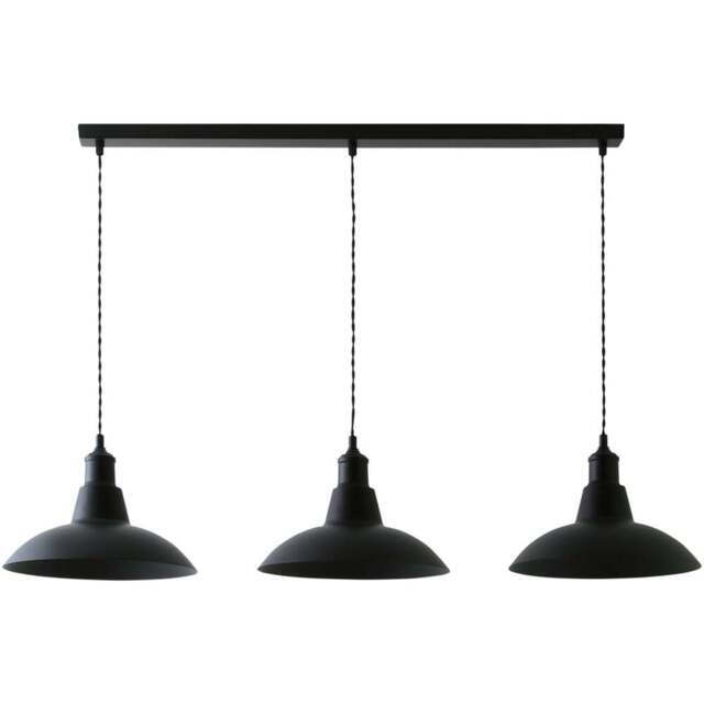 ValueLights Civic Matte Black 3 Drop Diner Bar Matte Black LED Ceiling Pendant Light - Size: 126 x 20.5 x 20.5cm - Wilko - image 1