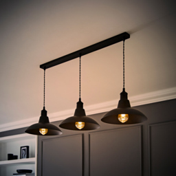 ValueLights Civic Matte Black 3 Drop Diner Bar Matte Black LED Ceiling Pendant Light - Size: 126 x 20.5 x 20.5cm - Wilko - thumbnail 7