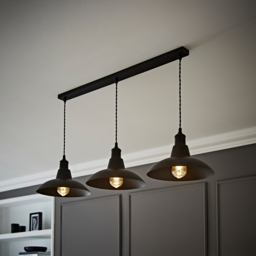 ValueLights Civic Matte Black 3 Drop Diner Bar Matte Black LED Ceiling Pendant Light - Size: 126 x 20.5 x 20.5cm - Wilko - thumbnail 3
