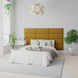 Aspire EasyMount Ochre Plush Velvet Upholstered Wall Mounted Headboard Panels 4 Pack - Yellow - Aspire Beds - Wilko