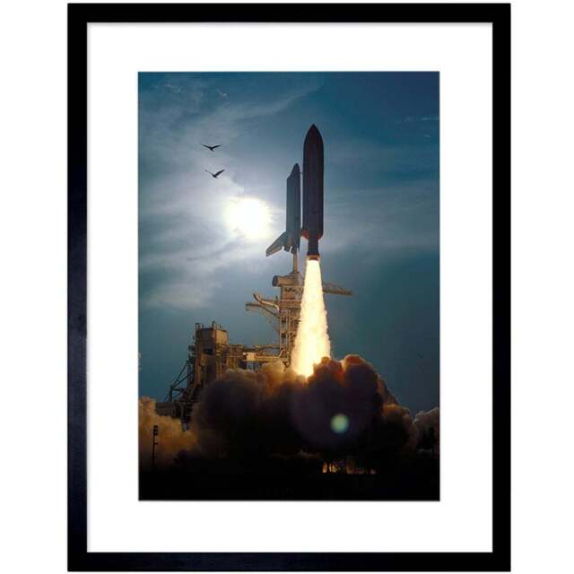 Wee Blue Coo NASA Space Science Shuttle Discovery Launch 1994 Framed Wall Art Print 30 x 41cm - Size: 43.3 x 33.3 x 1.5cm - Wilko - image 1