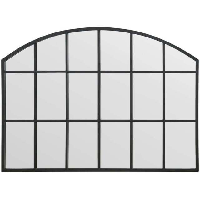 The Arcus Black Arched Metal Over Mantle Wall Mirror 90 x 65cm - MirrorOutlet - Wilko - image 1