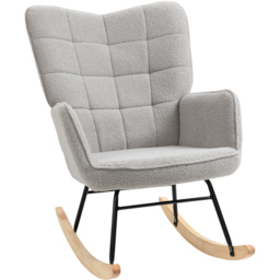 Portland Light Grey Wing Back Rocking Chair - Size: Single - Wilko - thumbnail 3