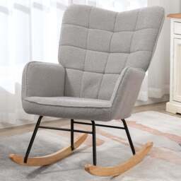 Portland Light Grey Wing Back Rocking Chair - Size: Single - Wilko