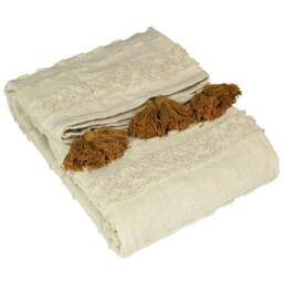 furn. Boho Ochre Woven Tasselled Throw 130 x 180cm - Size: 180 x 130cm - Yellow - Wilko - thumbnail 1
