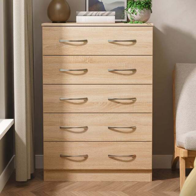 Crowndale Avon 5 Drawer Bardolino Oak Chest of Drawers - Wilko - image 1