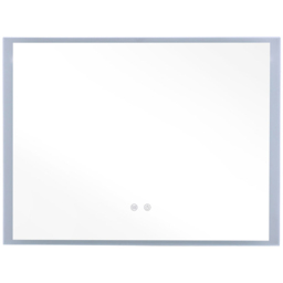 Living and Home Rectangle Anti Fog Frameless Dimmable LED Wall Mirror with and Sensor Switch - Size: 60 x 80 x 3cm - Silver - Wilko - thumbnail 1