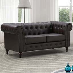 Richland 2 Seater Brown Leather Sofa - Artemis Home - Wilko - thumbnail 1
