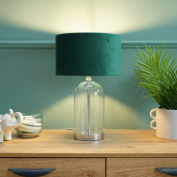 ValueLights Jessy Silver and Forest Green Velvet Shade Glass LED Table Lamp - Size: 45 x 25 x 25cm - Wilko - thumbnail 5