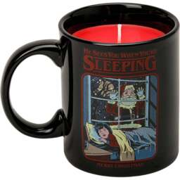 Steve Rhodes He Sees You When You're Sleeping Cinnamon and Clove Scented Candle with Black Mug - Size: 12 x 11.5 x 11.5cm - Wilko