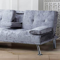 Brooklyn 2 Seater Steel Crushed Velvet Italian Sofa Bed with Cup Holder - Grey - Wilko - thumbnail 3