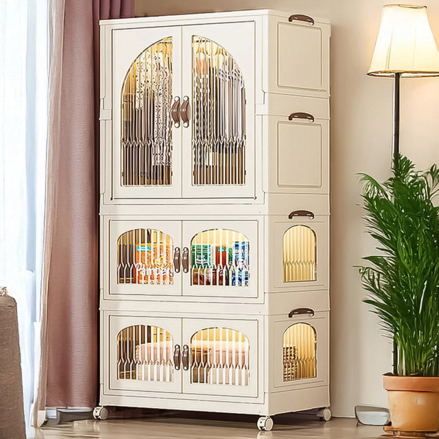 Living and Home 6 Door Kids Room White Foldable Wardrobe 155cm - Size: 155 x 67 x 41cm - Wilko - image 1