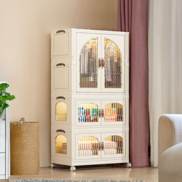 Living and Home 6 Door Kids Room White Foldable Wardrobe 155cm - Size: 155 x 67 x 41cm - Wilko - thumbnail 4