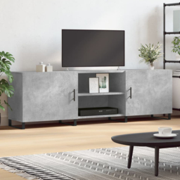 vidaXL 2 Door 2 Shelf Concrete Grey TV Cabinet - Size: 50 x 150 x 30cm - Wilko - thumbnail 1