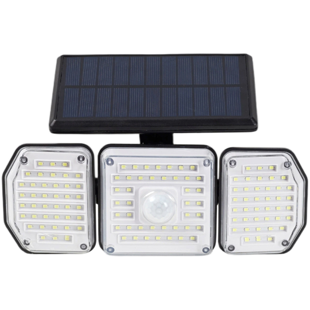 Living and Home 3 Head Rotating Solar Powered Motion Sensor Wall Light - Size: 13 x 21 x 9cm - Black - Wilko - image 1