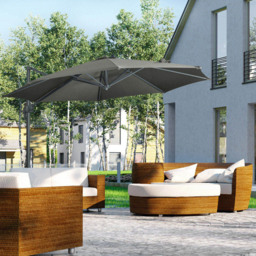 Outsunny Grey Crank and Tilt Cantilever Parasol with Cross Base 3m - Wilko - thumbnail 3