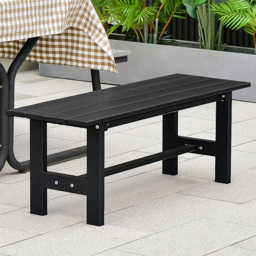Costway 2 Seater Black Outdoor Bench with Slatted Seat - Size: 131 x 39 x 12cm - Wilko