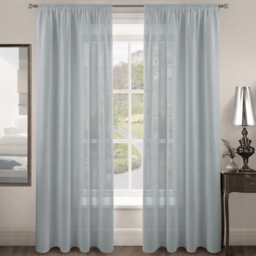 Velosso Riva Plain Silver Slot Top Voile Panel Curtain 150 x 137cm - Size: w 150 x D 137cm - Wilko