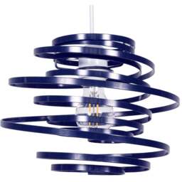 Happy Homewares Navy Blue Gloss Metal Double Ribbon Spiral Swirl Pendant Shade - Size: 35 x 23 x 23cm - Wilko