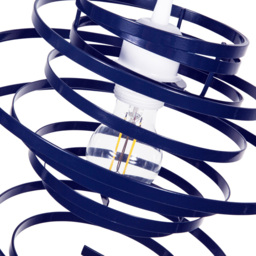Happy Homewares Navy Blue Gloss Metal Double Ribbon Spiral Swirl Pendant Shade - Size: 35 x 23 x 23cm - Wilko - thumbnail 4