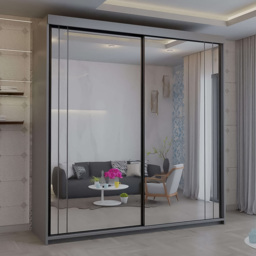 Sliding Wardrobes 4U 2 Sliding Door Grey Modern Wide Full Length Mirrored Wardrobe 200cm - Size: 2 Door - Wilko - thumbnail 1