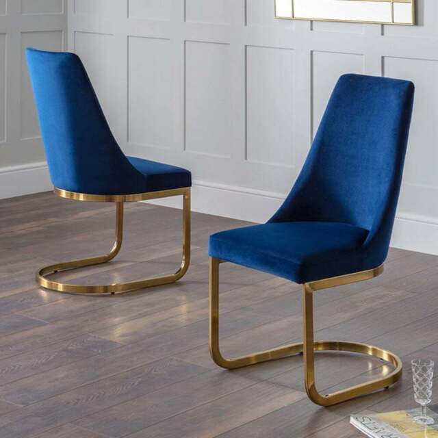 Julian Bowen Vittoria Cantilever Set of 2 Blue Dining Chairs - Multi - Wilko - image 1