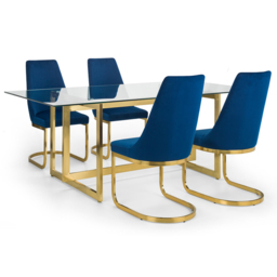 Julian Bowen Vittoria Cantilever Set of 2 Blue Dining Chairs - Multi - Wilko - thumbnail 6