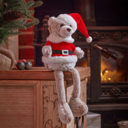 Marco Paul Seated Teddy Santa Plush Ornament - Size: 40 x 12 x 12cm - White - Wilko - thumbnail 3
