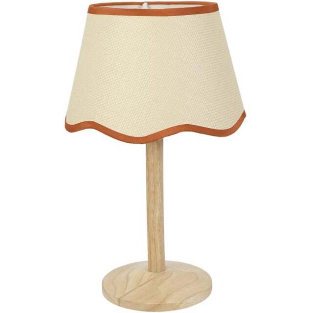 ValueLights Triston Scallop Rust Edge Shade Natural Light Wood Stem LED Table Lamp - Cream - Wilko - image 1