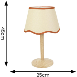 ValueLights Triston Scallop Rust Edge Shade Natural Light Wood Stem LED Table Lamp - Cream - Wilko - thumbnail 7