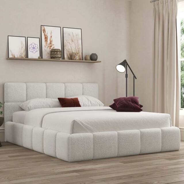 DS Living Ovella King Size Dove Cubed Ottoman Bed - Grey - Wilko - image 1