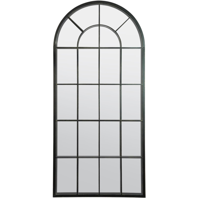 MirrorOutlet Somerley Country Arched Garden Mirror 140 x 65cm - Size: 140 x 65 x 3cm - Black - Wilko - image 1