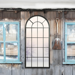 MirrorOutlet Somerley Country Arched Garden Mirror 140 x 65cm - Size: 140 x 65 x 3cm - Black - Wilko - thumbnail 3