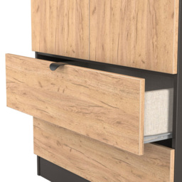 Crowndale Bora 2 Door 2 Drawer Gold Oak and Graphite Tall Double Wardrobe - Size: 2 Door, 2 Drawer - Grey - Wilko - thumbnail 7