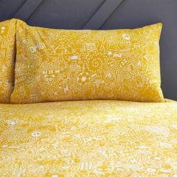Style Lab Double Multicolour Doodles Duvet Cover Set - Yellow - Wilko - thumbnail 6