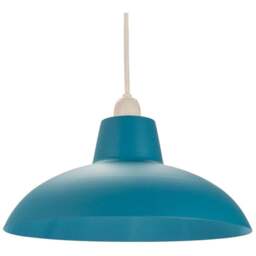 Happy Homewares Matt Teal Curved Metal Industrial Retro Designed Pendant Shade - Size: 13 x 29 x 29cm - Green - Wilko