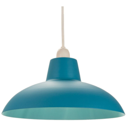 Happy Homewares Matt Teal Curved Metal Industrial Retro Designed Pendant Shade - Size: 13 x 29 x 29cm - Green - Wilko - thumbnail 3