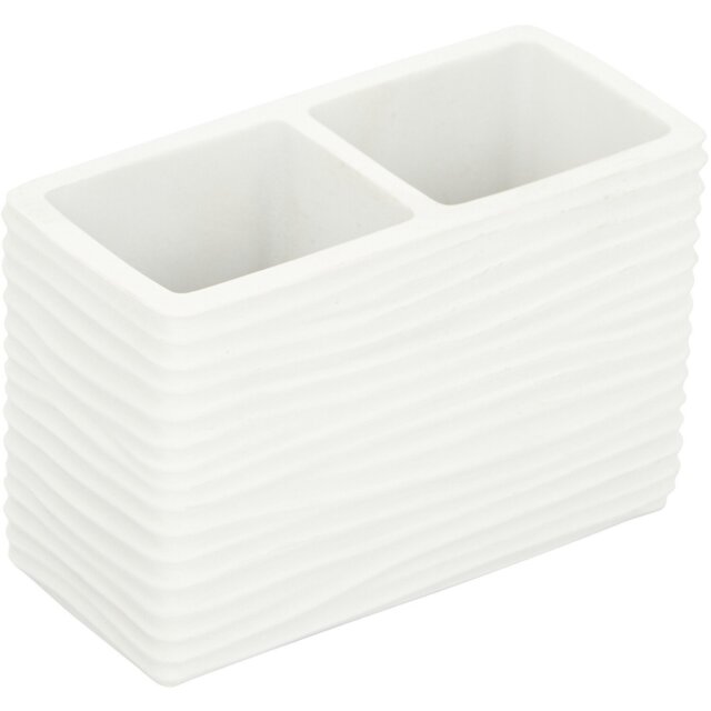 Bali Wavy Toothbrush Holder - White - Wilko - image 1